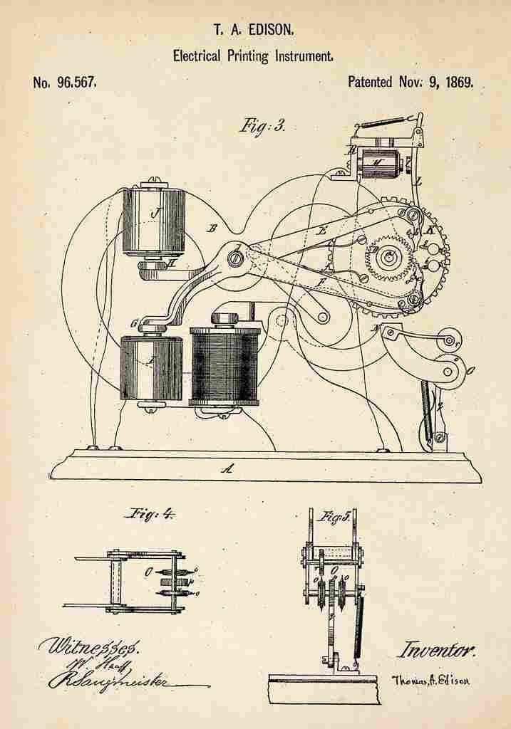 Patent Blueprint ElectricalPrintingInstrument A4 Photo Print