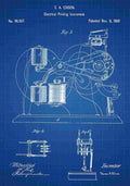 Patent Blueprint ElectricalPrintingInstrument blue A4 Photo Print