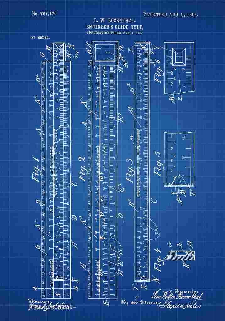 Patent Blueprint EngineersRuler blue A4 Photo Print