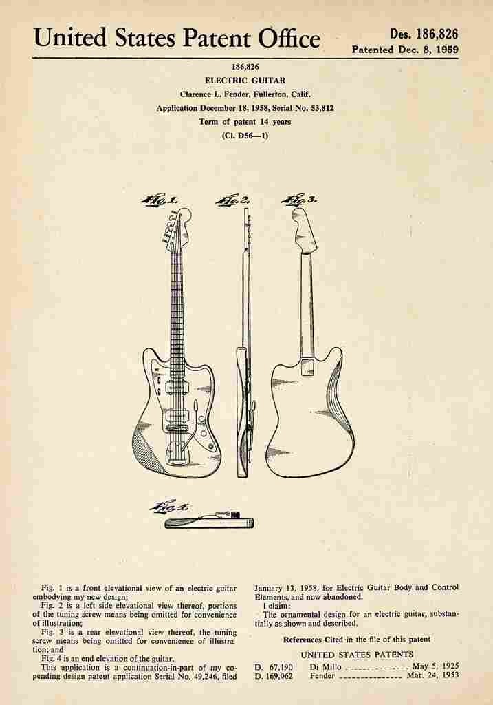 Patent Blueprint FenderElectricGuitar A4 Photo Print