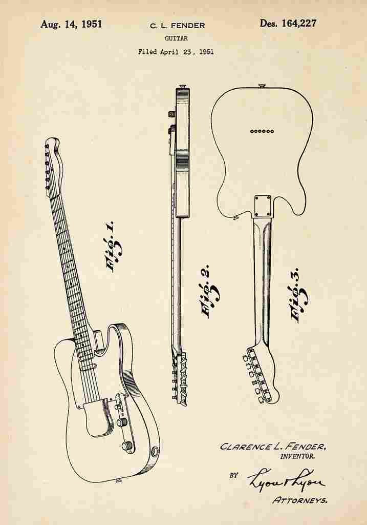 Patent Blueprint FenderGuitar A4 Photo Print