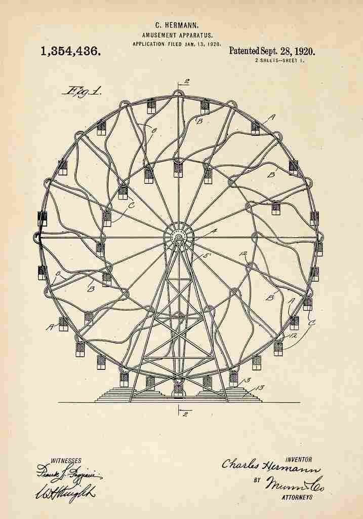 Patent Blueprint FerrisWheel A4 Photo Print