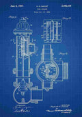 Patent Blueprint FireHydrant blue A4 Photo Print