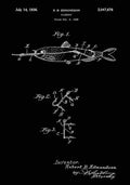 Patent Blueprint FishingRod black A4 Photo Print