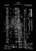 Patent Blueprint Flute black A4 Photo Print