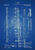 Patent Blueprint Flute blue A4 Photo Print