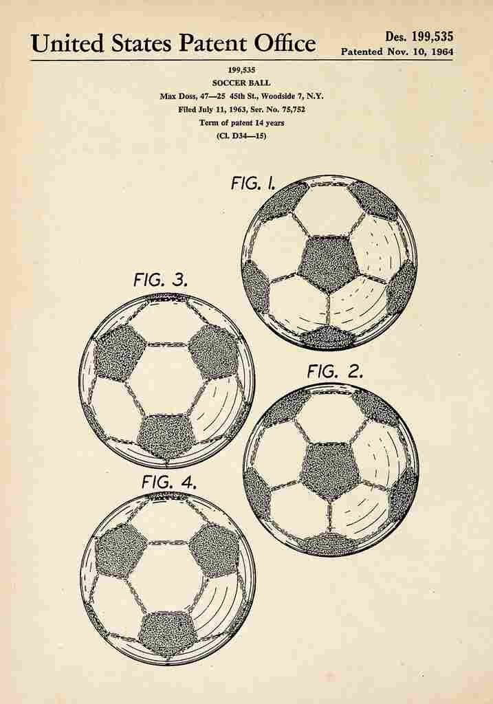 Patent Blueprint Football A4 Photo Print