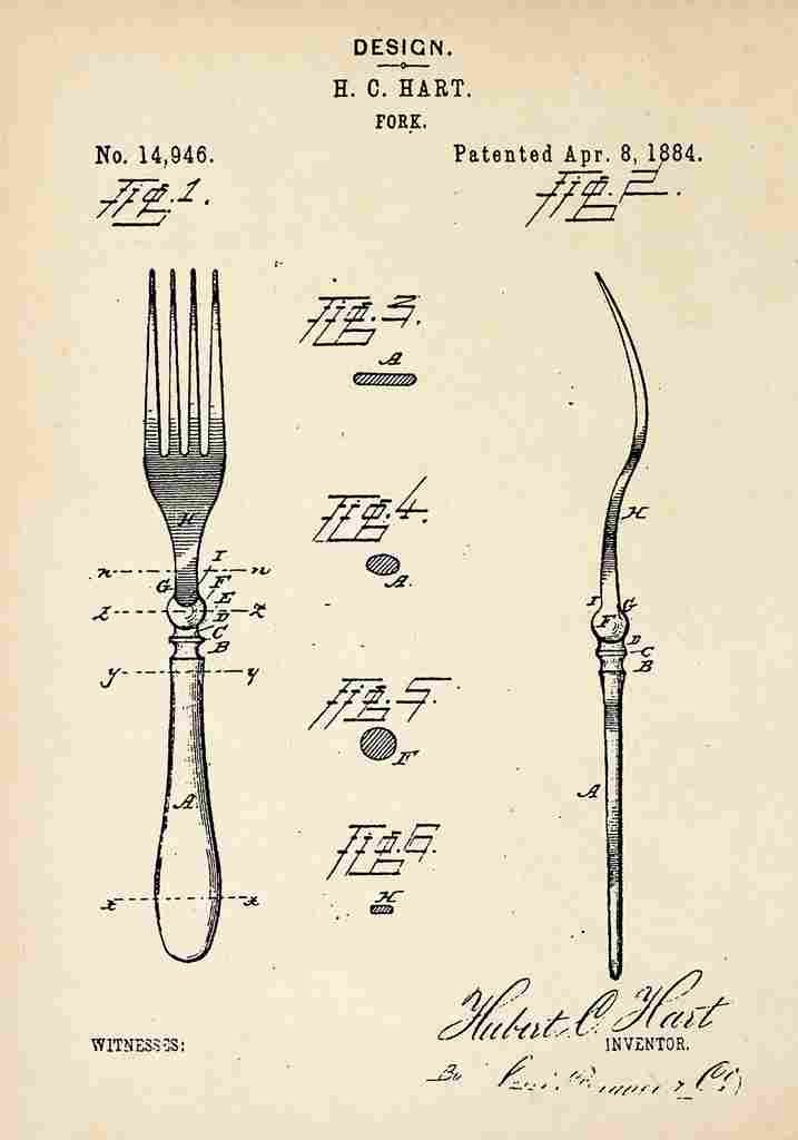 Patent Blueprint Fork A4 Photo Print