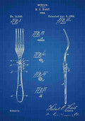 Patent Blueprint Fork blue A4 Photo Print