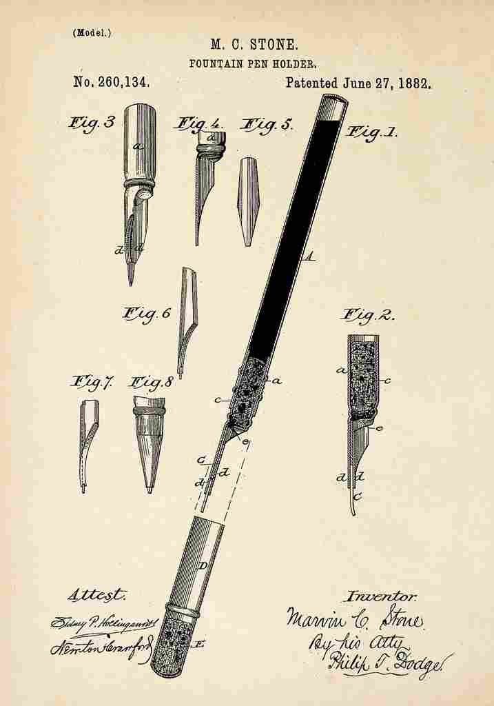 Patent Blueprint FountainPen A4 Photo Print