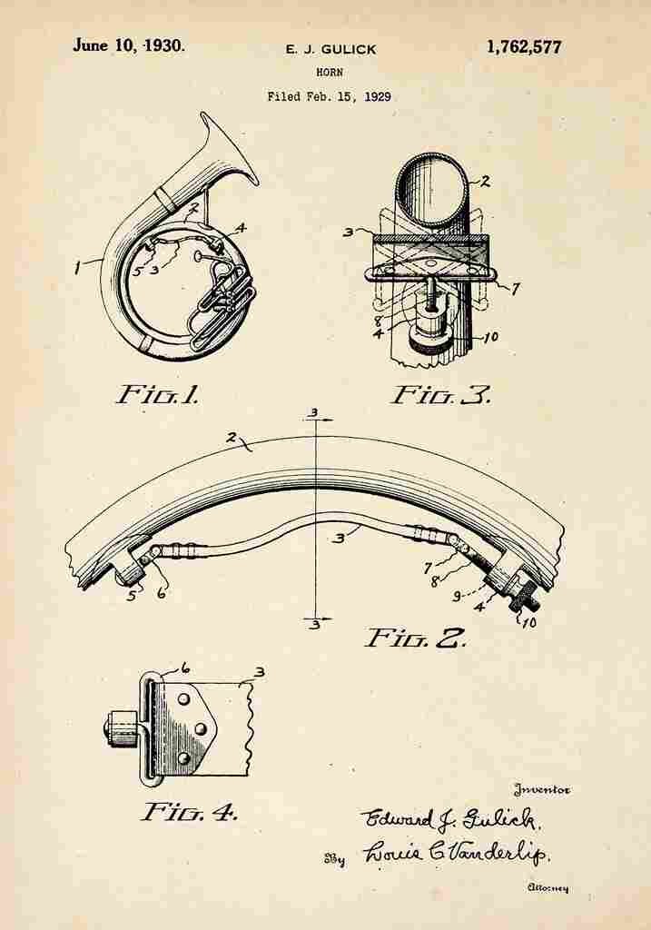 Patent Blueprint FrenchHorn A4 Photo Print