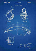 Patent Blueprint FrenchHorn blue A4 Photo Print