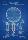 Patent Blueprint Globe blue A4 Photo Print
