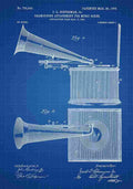 Patent Blueprint Gramophone blue (2) A4 Photo Print