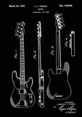 Patent Blueprint Guitar black (2) A4 Photo Print