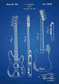 Patent Blueprint Guitar blue (2) A4 Photo Print