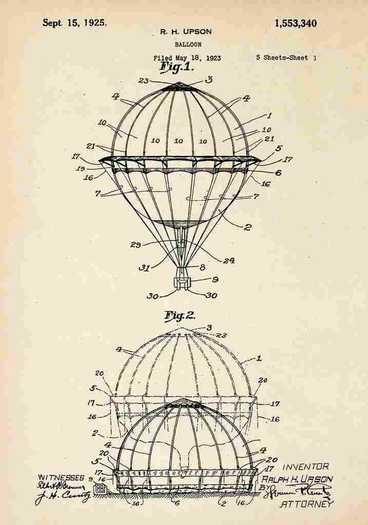 Patent Blueprint HotAirBalloon A4 Photo Print