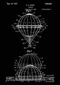Patent Blueprint HotAirBalloon black A4 Photo Print