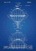 Patent Blueprint HotAirBalloon blue A4 Photo Print