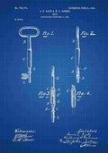 Patent Blueprint Key blue A4 Photo Print