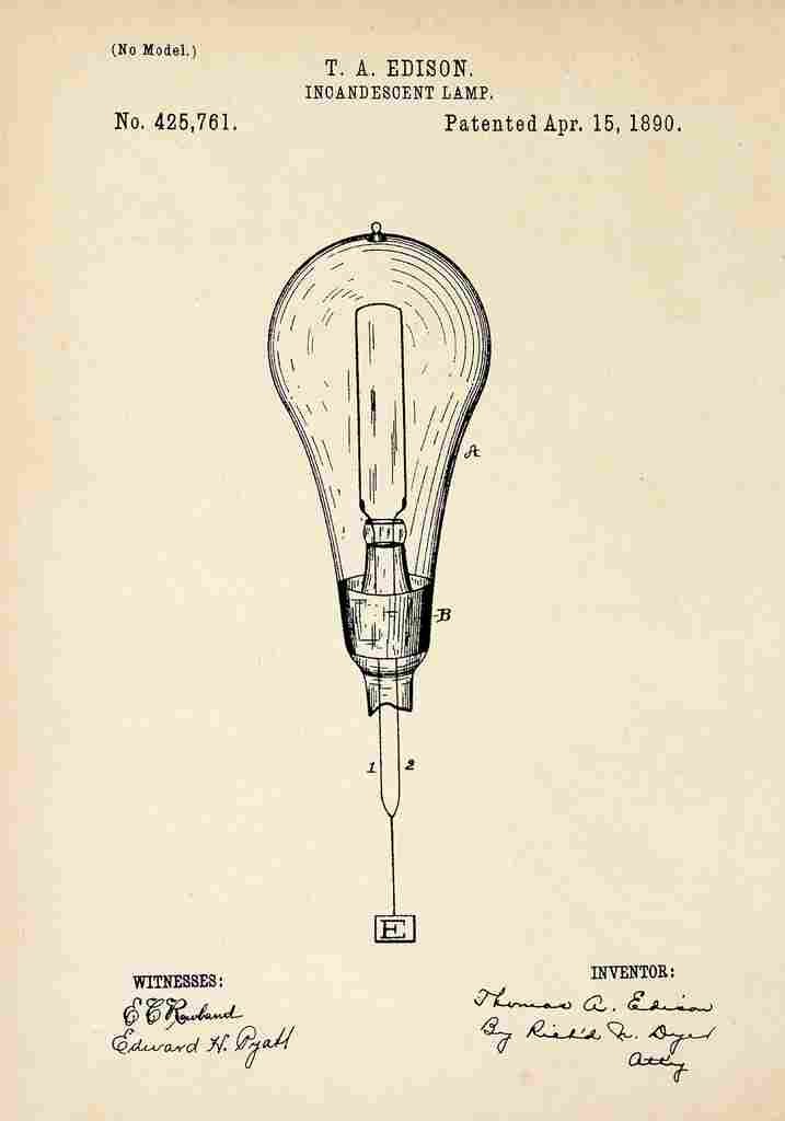 Patent Blueprint LightBulb A4 Photo Print