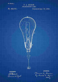 Patent Blueprint LightBulb blue A4 Photo Print