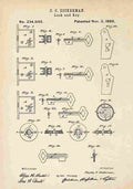 Patent Blueprint Lock Key A4 Photo Print