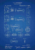 Patent Blueprint Lock Key blue A4 Photo Print