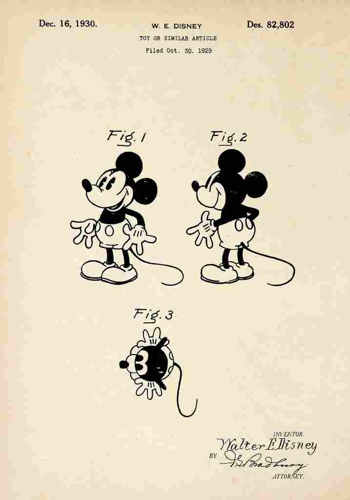 Patent Blueprint MickyMouse A4 Photo Print