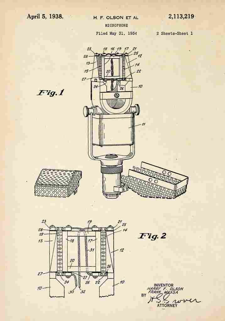 Patent Blueprint Microphone A4 Photo Print