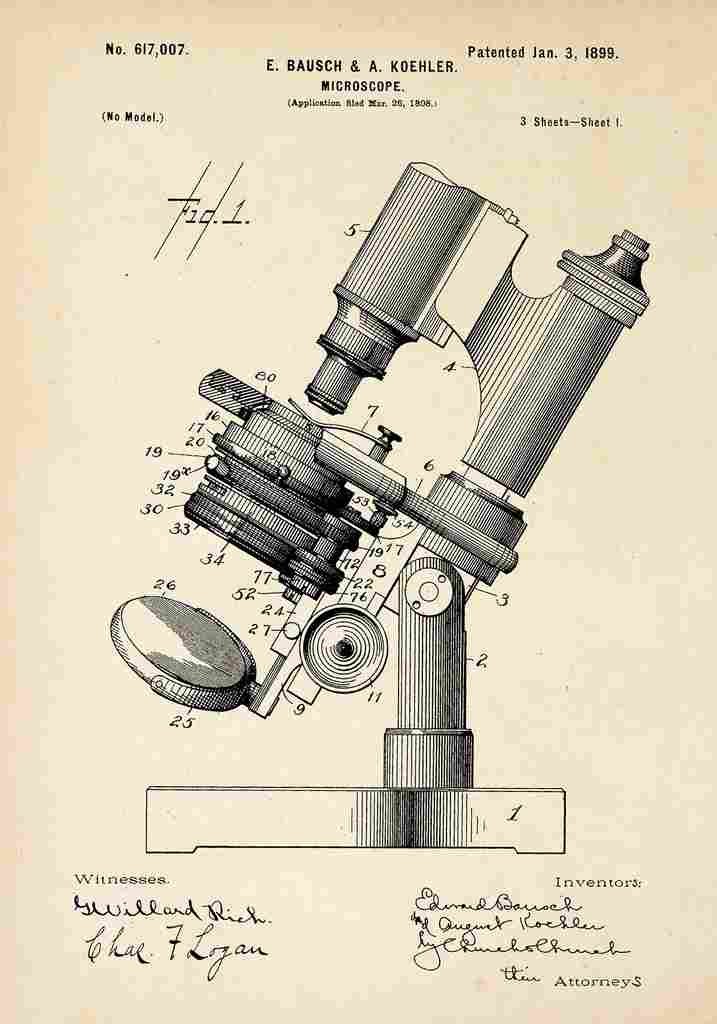 Patent Blueprint Microscope A4 Photo Print