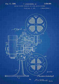 Patent Blueprint MotionPictureProjector blue A4 Photo Print