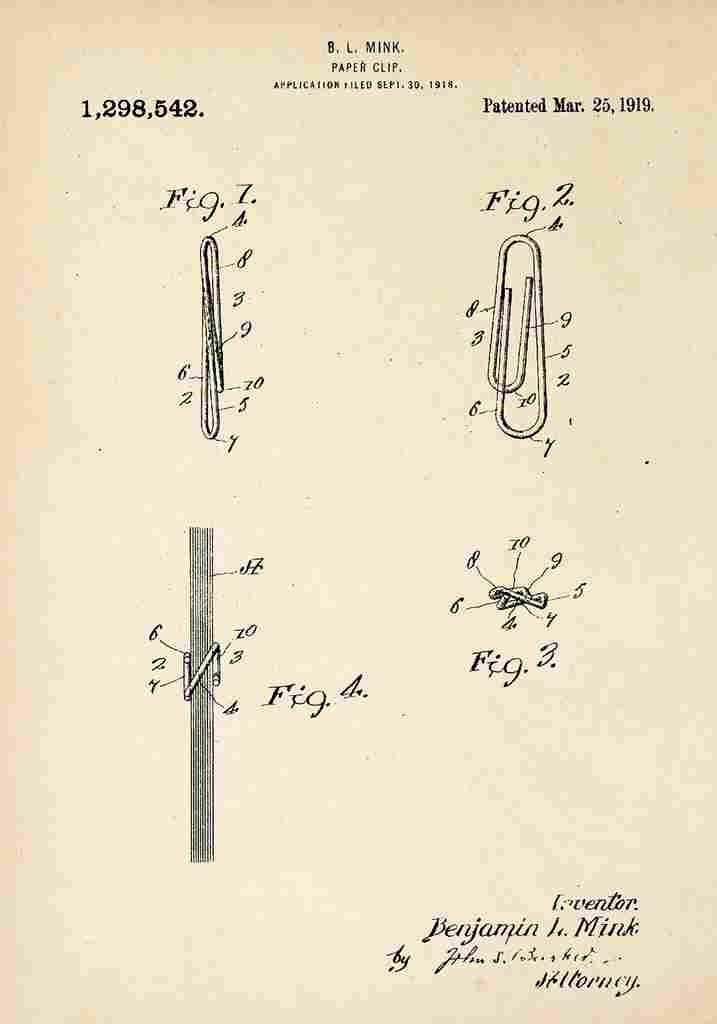 Patent Blueprint PaperClip A4 Photo Print