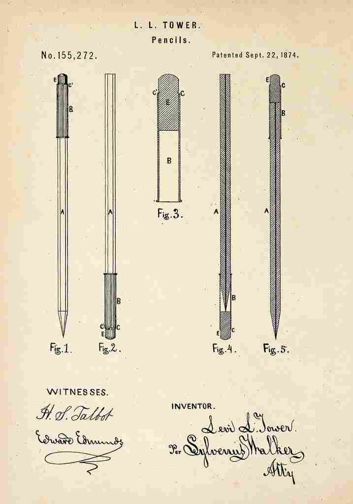 Patent Blueprint Pencils A4 Photo Print