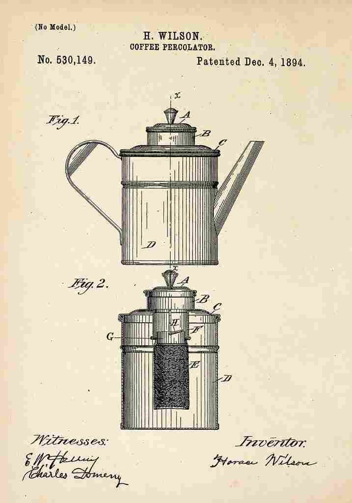 Patent Blueprint Percolator A4 Photo Print
