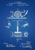 Patent Blueprint Phonograph blue A4 Photo Print
