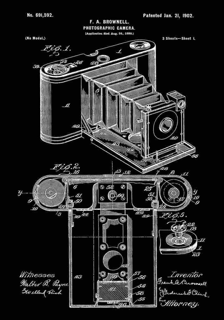 Patent Blueprint PhotographicCamera 2 black A4 Photo Print