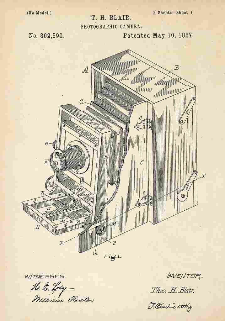 Patent Blueprint PhotographicCamera A4 Photo Print