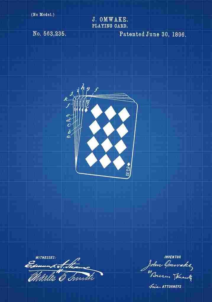 Patent Blueprint PlayingCard blue A4 Photo Print