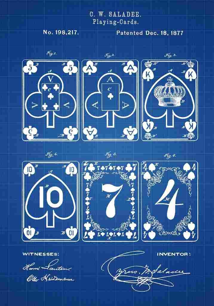 Patent Blueprint PlayingCards blue A4 Photo Print