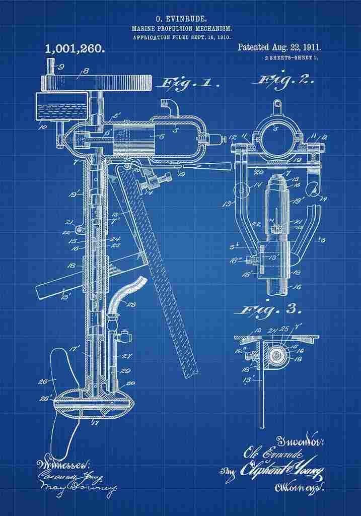 Patent Blueprint PropulsionMechanism blue A4 Photo Print