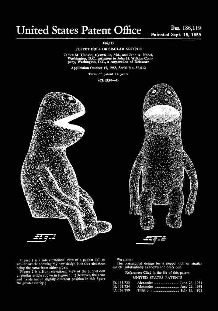 Patent Blueprint Puppet black A4 Photo Print