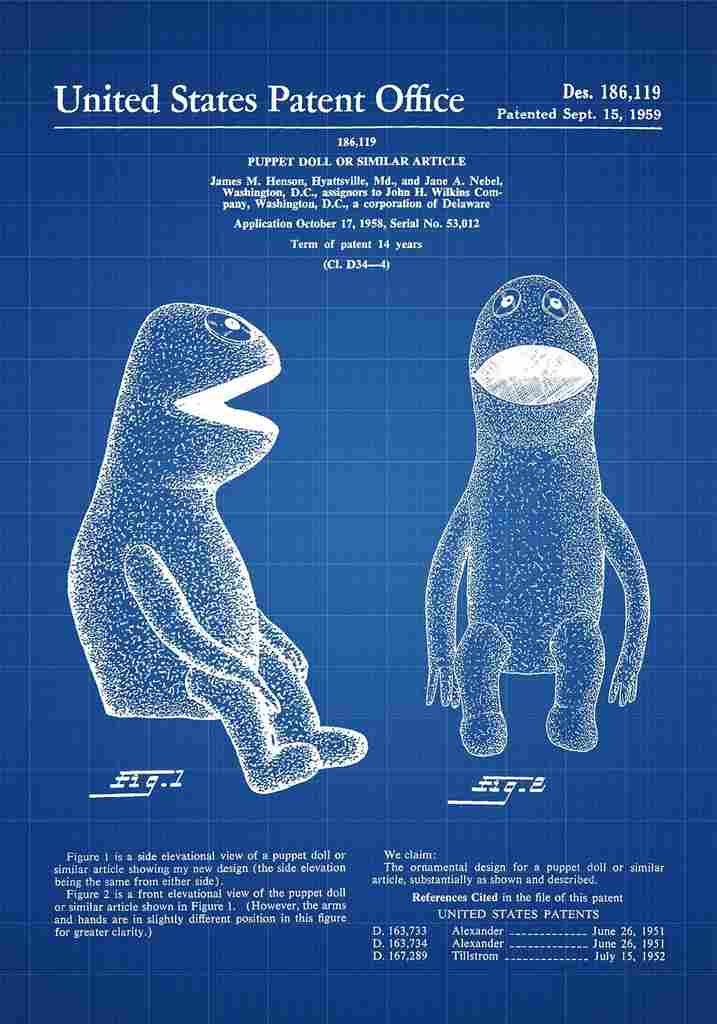 Patent Blueprint Puppet blue A4 Photo Print