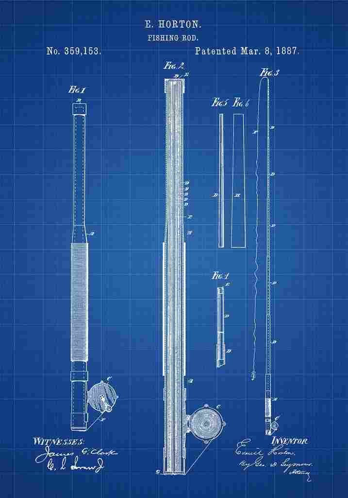 Patent Blueprint Rod blue A4 Photo Print