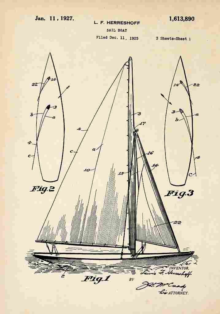 Patent Blueprint SailboatII A4 Photo Print