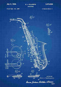 Patent Blueprint Saxophone blue A4 Photo Print