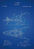 Patent Blueprint SeedPlanter blue A4 Photo Print