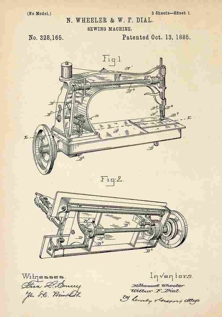 Patent Blueprint SewingMachine A4 Photo Print