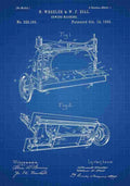 Patent Blueprint SewingMachine blue A4 Photo Print