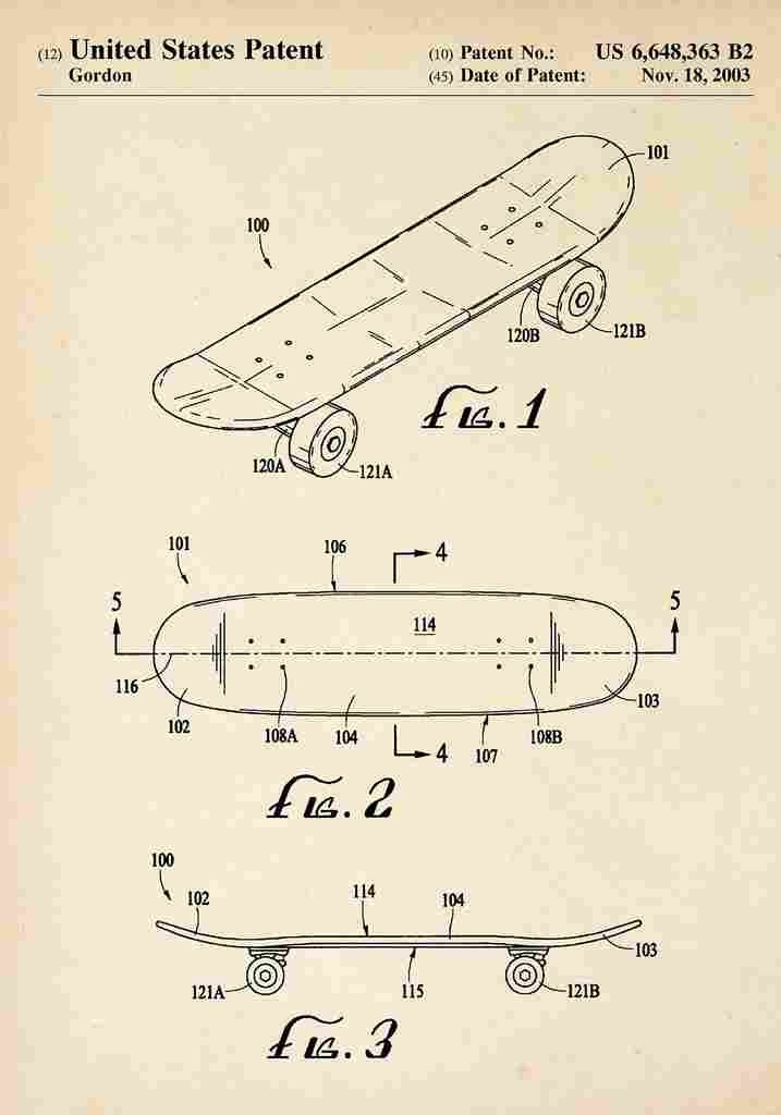 Patent Blueprint Skateboard A4 Photo Print